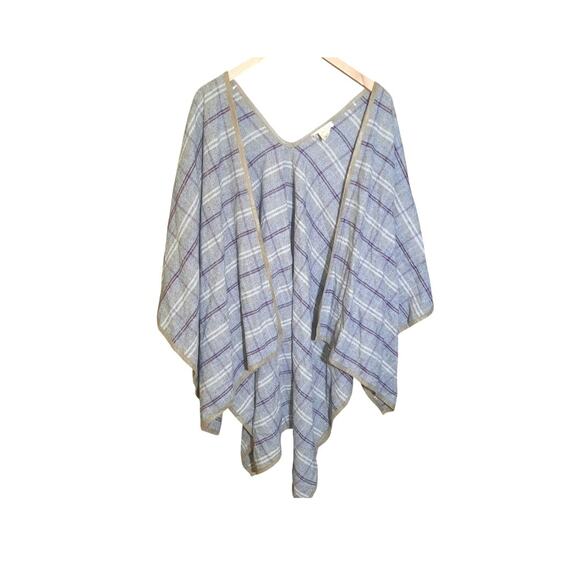 Hem & Thread Womens Gray Plaid With Tan Trim Open Wrap Size OS - Picture 5 of 5